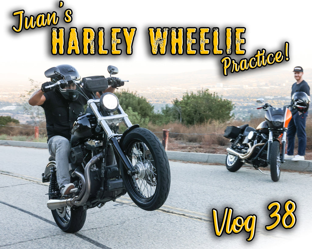 Juan's Harley Wheelie Progress! Vlog 38 Thrashin Supply