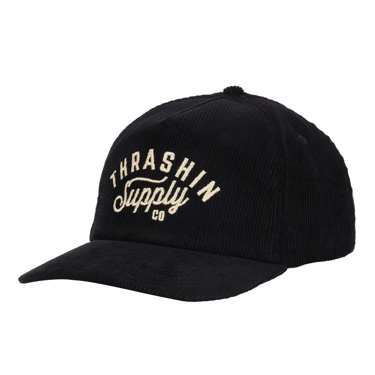 Cursive Corduroy Snapback - Black | Structured Flat Bill (COMING LATE MAY 2024)