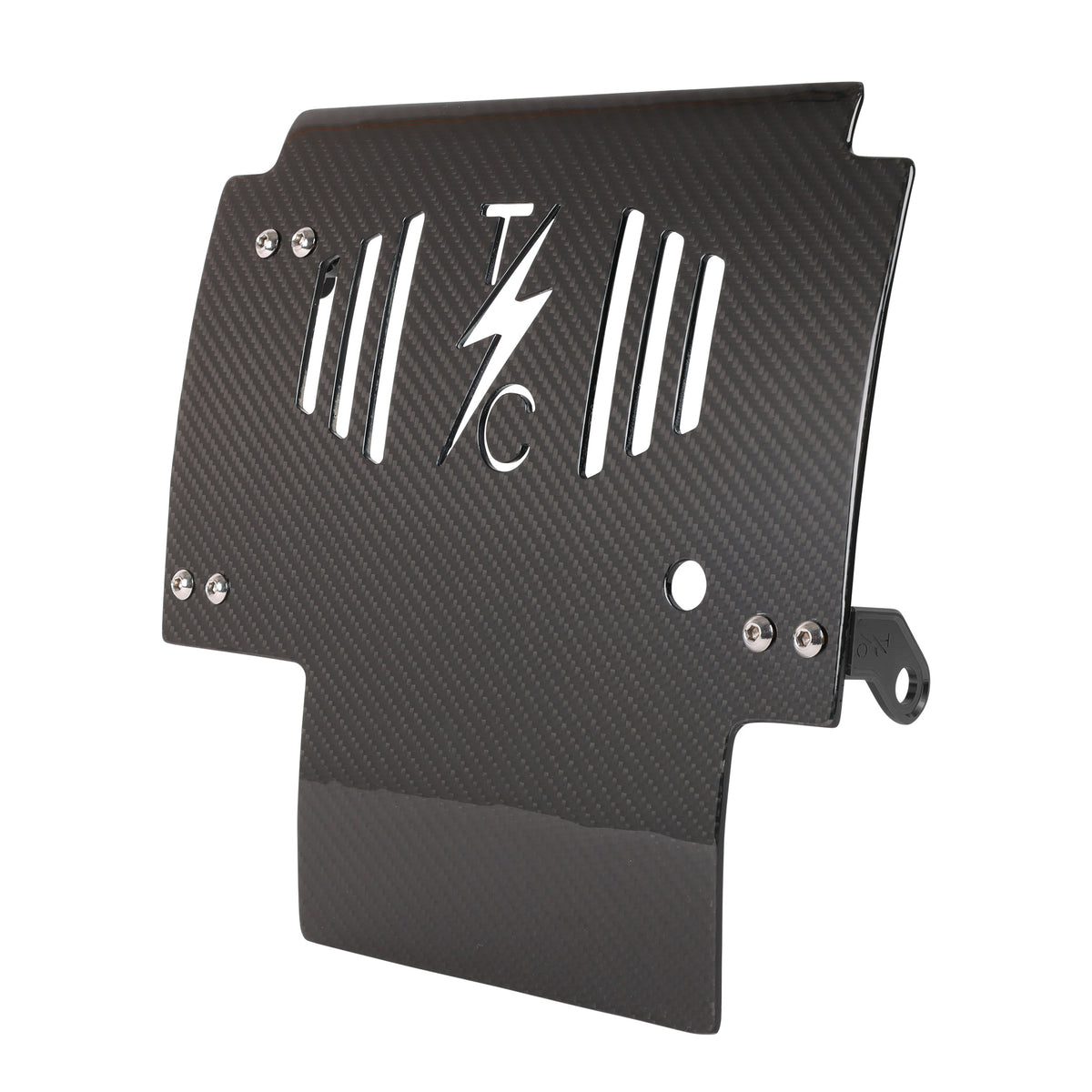 2024+ Touring Skid Plate - Real Woven Carbon W/ Black Brackets