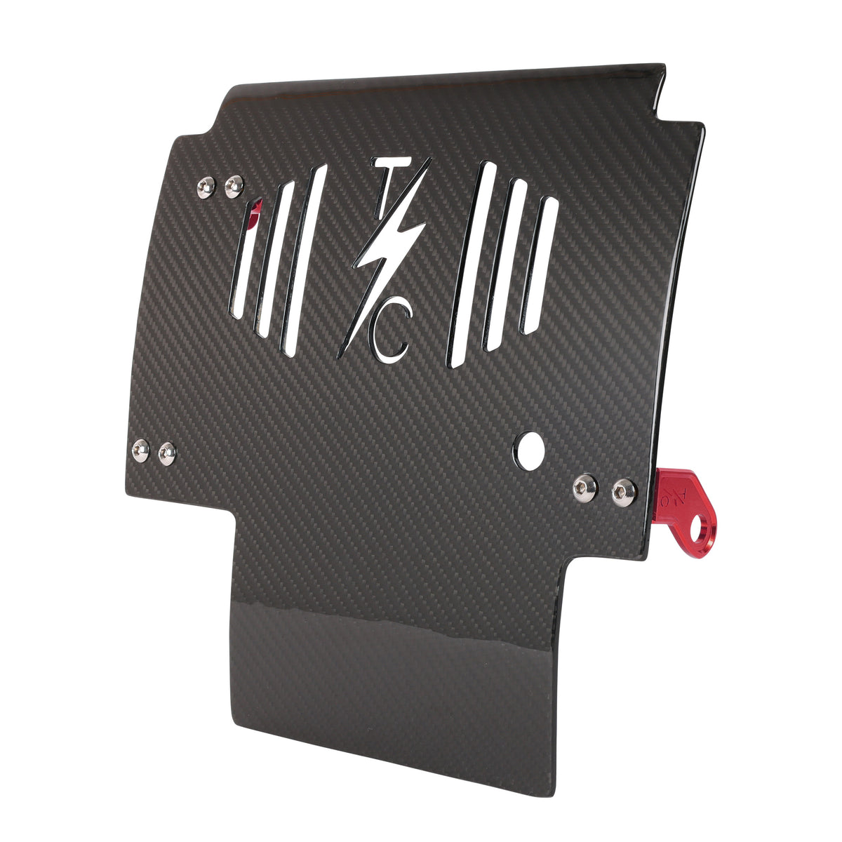 2024+ Touring Skid Plate - Real Woven Carbon W/ Red Brackets