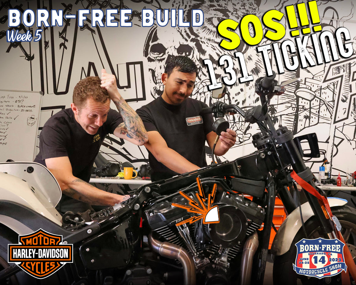 Our 131" Harley crate motor is ticking! SOS!! Born-Free Build Week 5 - Vlog 73