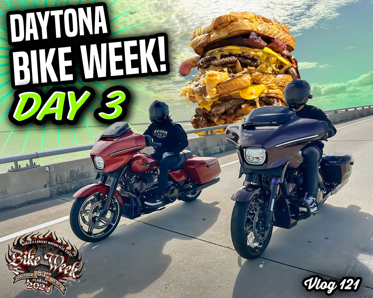Day 3 at Daytona Bike Week | World's Biggest Burger? - Vlog 120