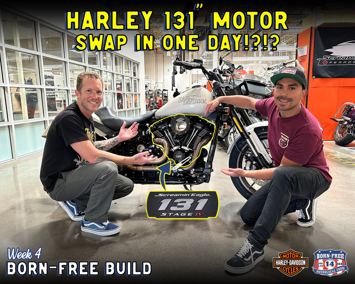 Swapping a Harley-Davidson 131" Motor in one day! Born-Free Build Week 4 - Vlog 72