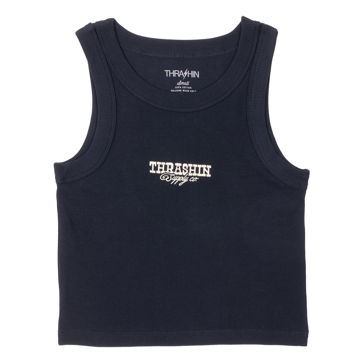 Bronco - Women's Ribbed Crop Tank - Navy