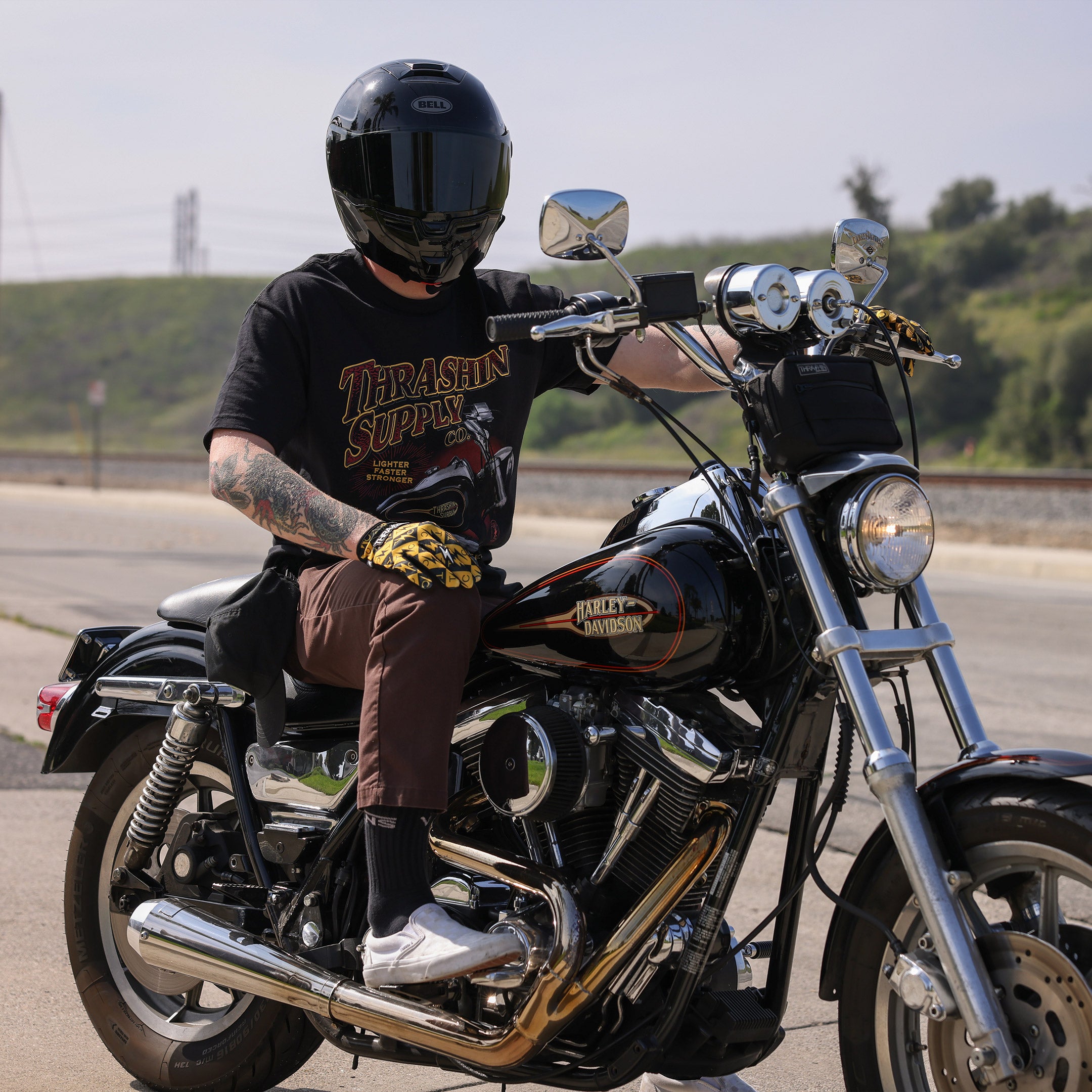 THRASHIN SUPPLY FXR Convertible Tシャツ M Thrashin Supply Co. FXR Convertible Tee - Black (Heritage