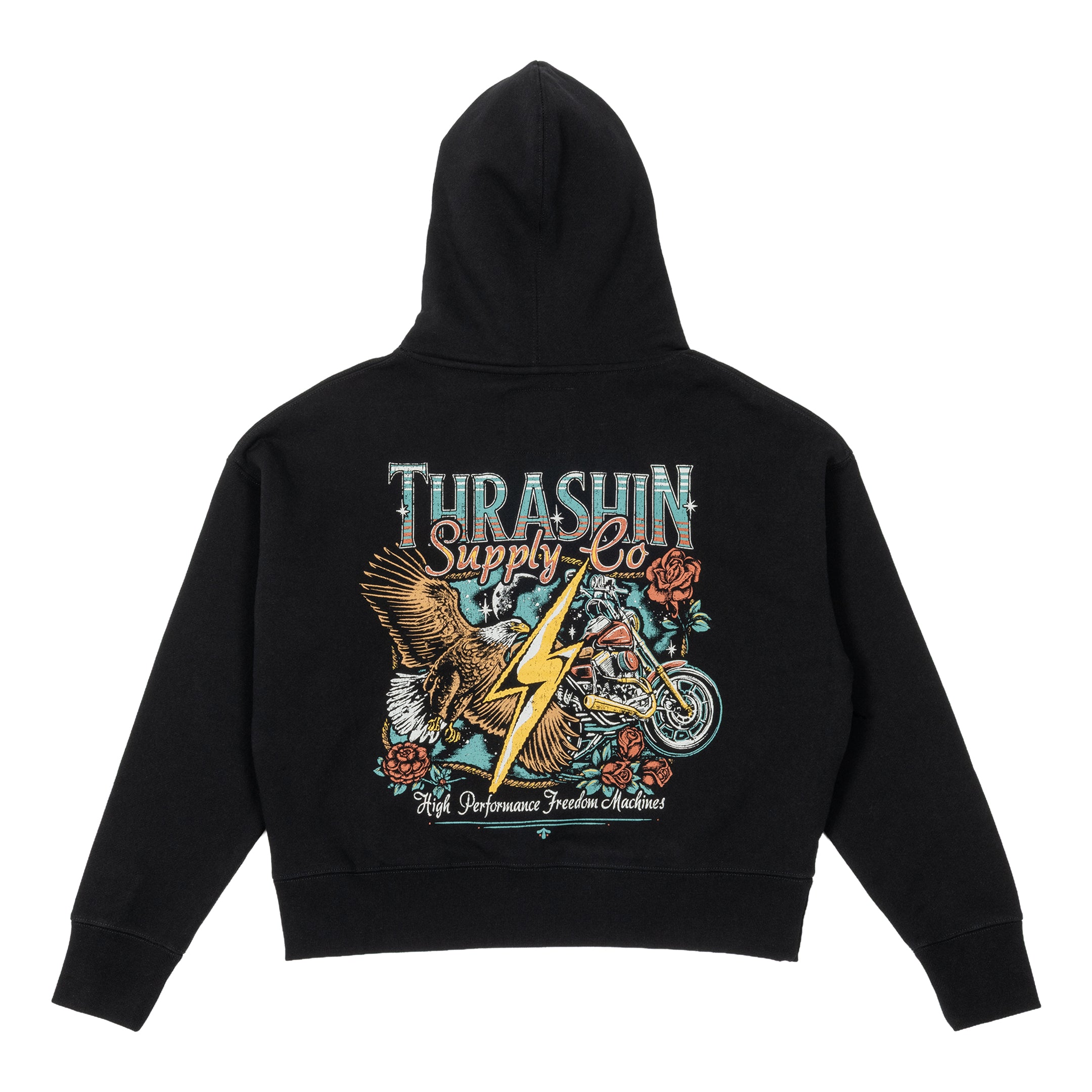 Thrashin Supply Co. Women's Freedom Pull-Over Hoodie - Cropped - Black