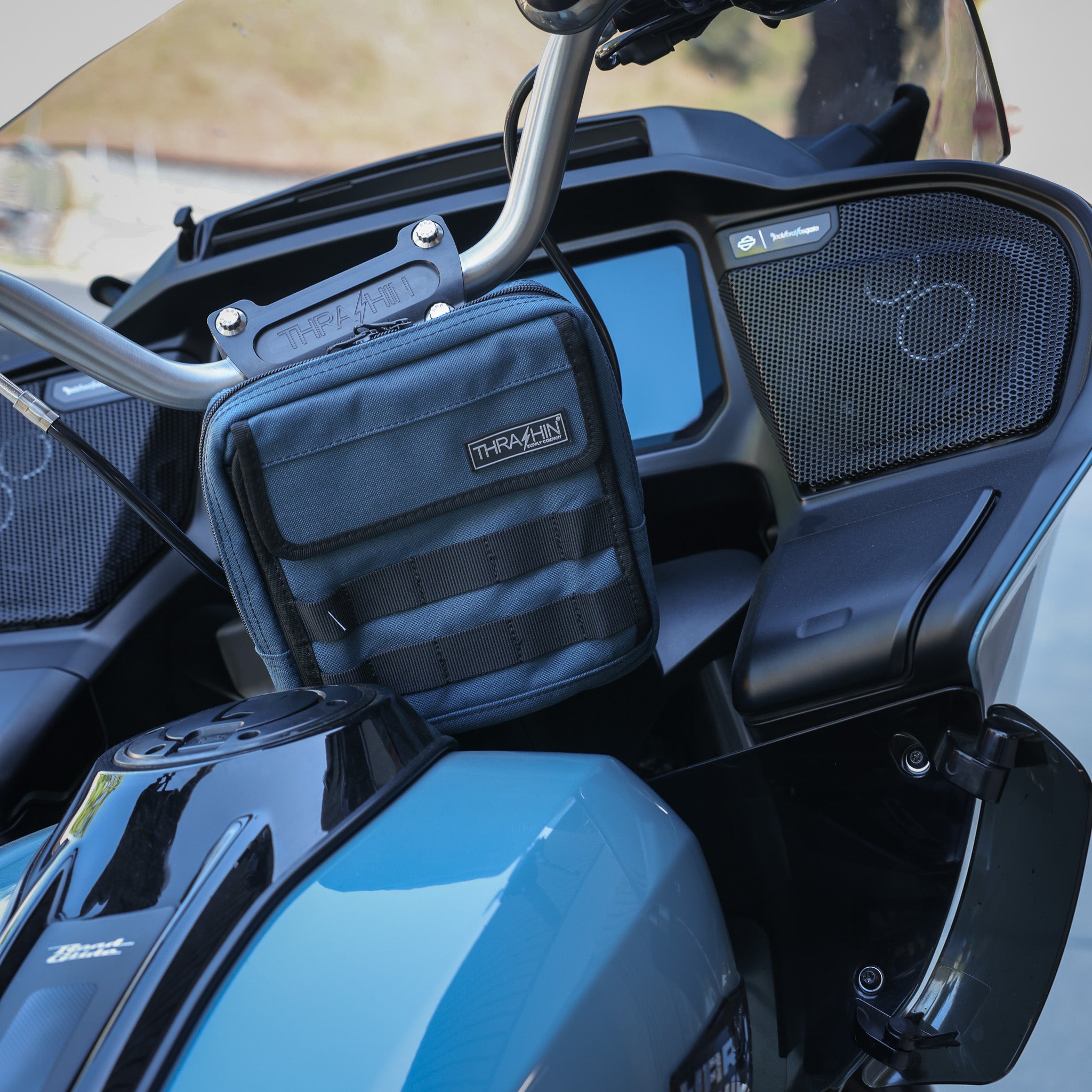 Motorcycle Handlebar Bag Slim - Navy Blue – Thrashin Supply
