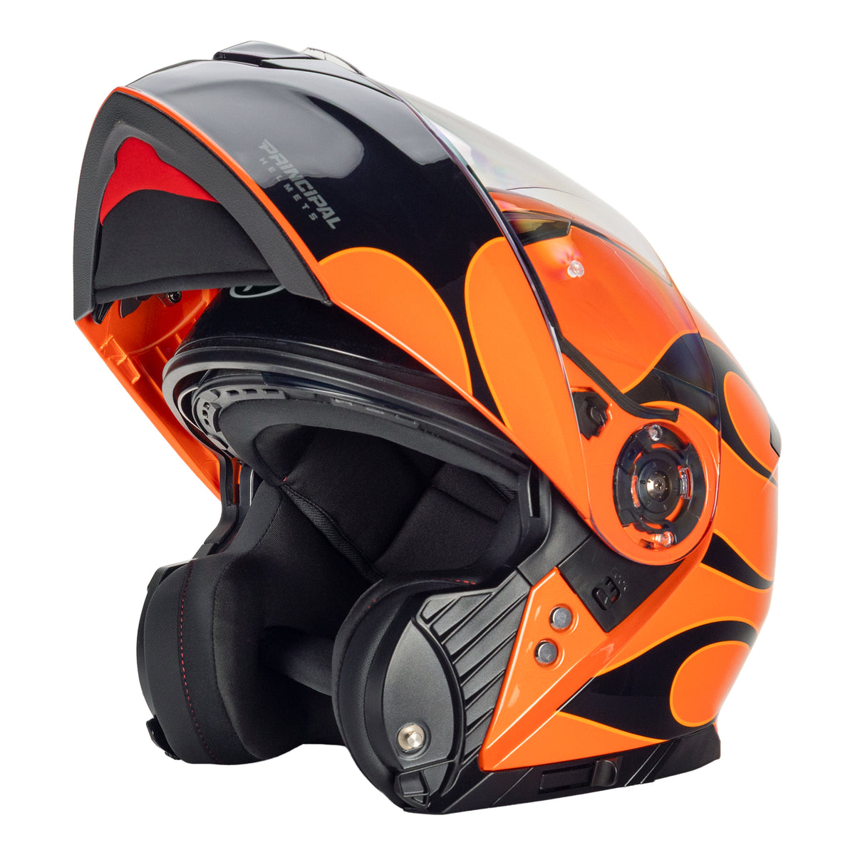 female motorcycle helmets orange Daytona Retro Full Face Helmet: Vintage Style - Dull Black Accents | DOT Approved compact look that eliminates the bulky bobblehead appearance without compromising on impact protection Adult Orange MOTOCROSS ATV OFFROAD