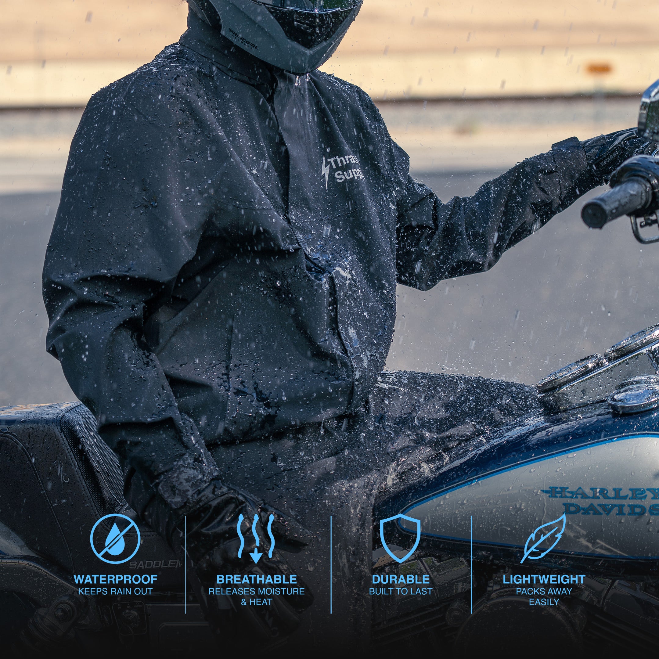 Thrashin Supply® Defender Waterproof Motorcycle Rain Jacket