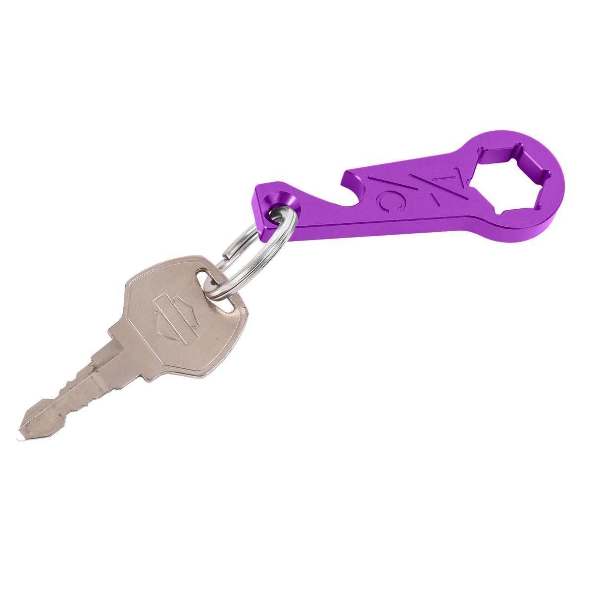 TSC Seat Screw Tool + Bottle Opener Key Chain - Purple