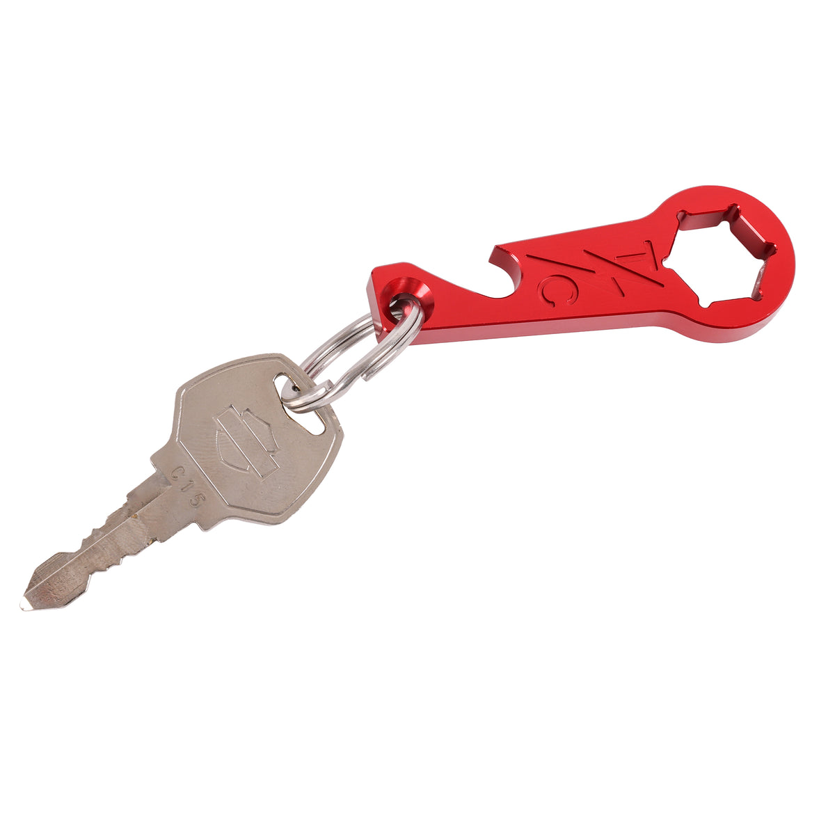TSC Seat Screw Tool + Bottle Opener Key Chain - Red