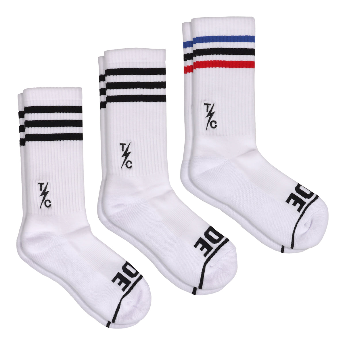 Striped Socks - White- 3 Pack