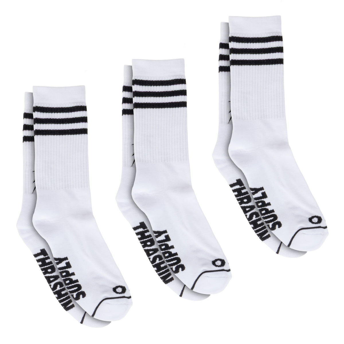 Striped Socks - White- 3 Pack