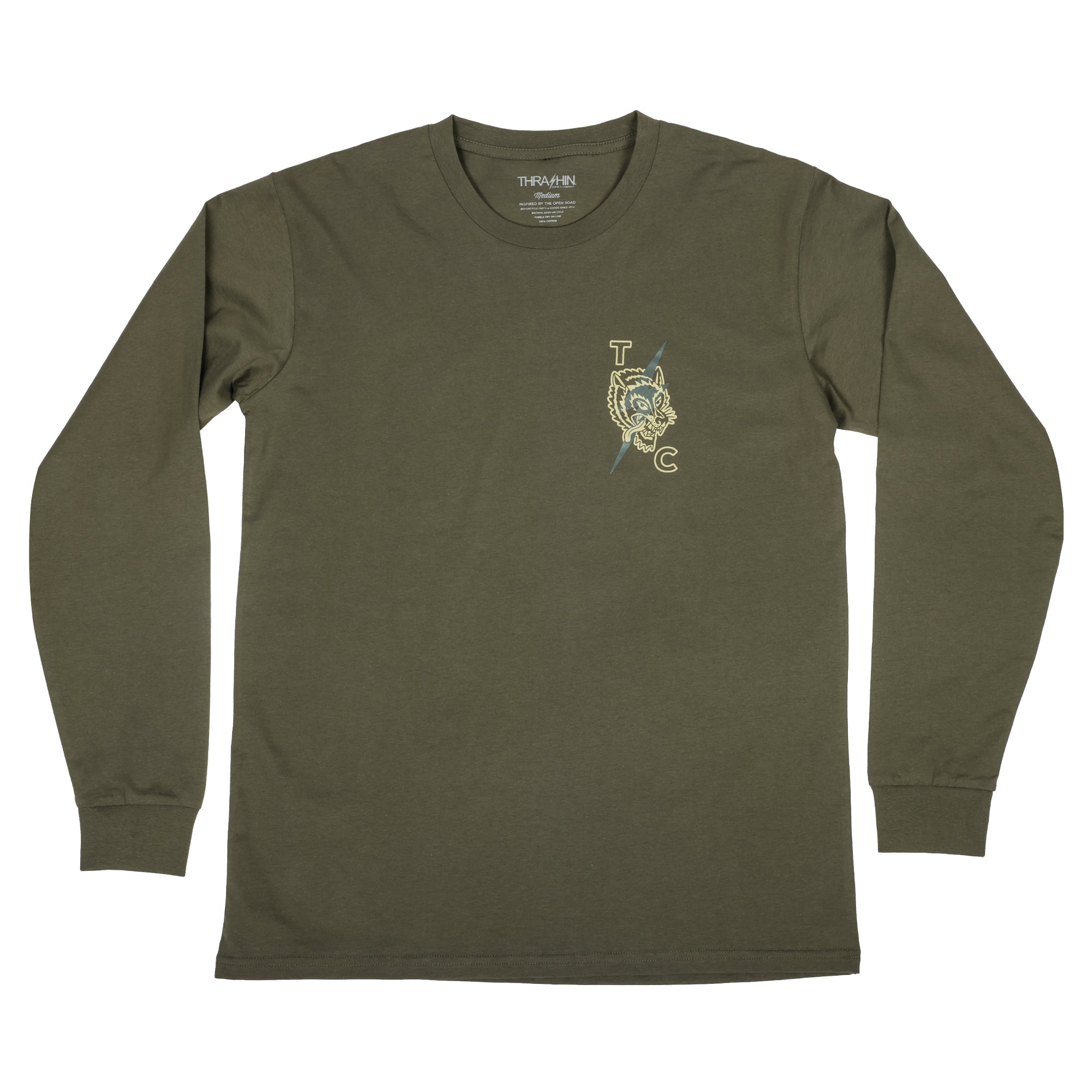 Wolf Longsleeve - Premium - Army Green – Thrashin Supply