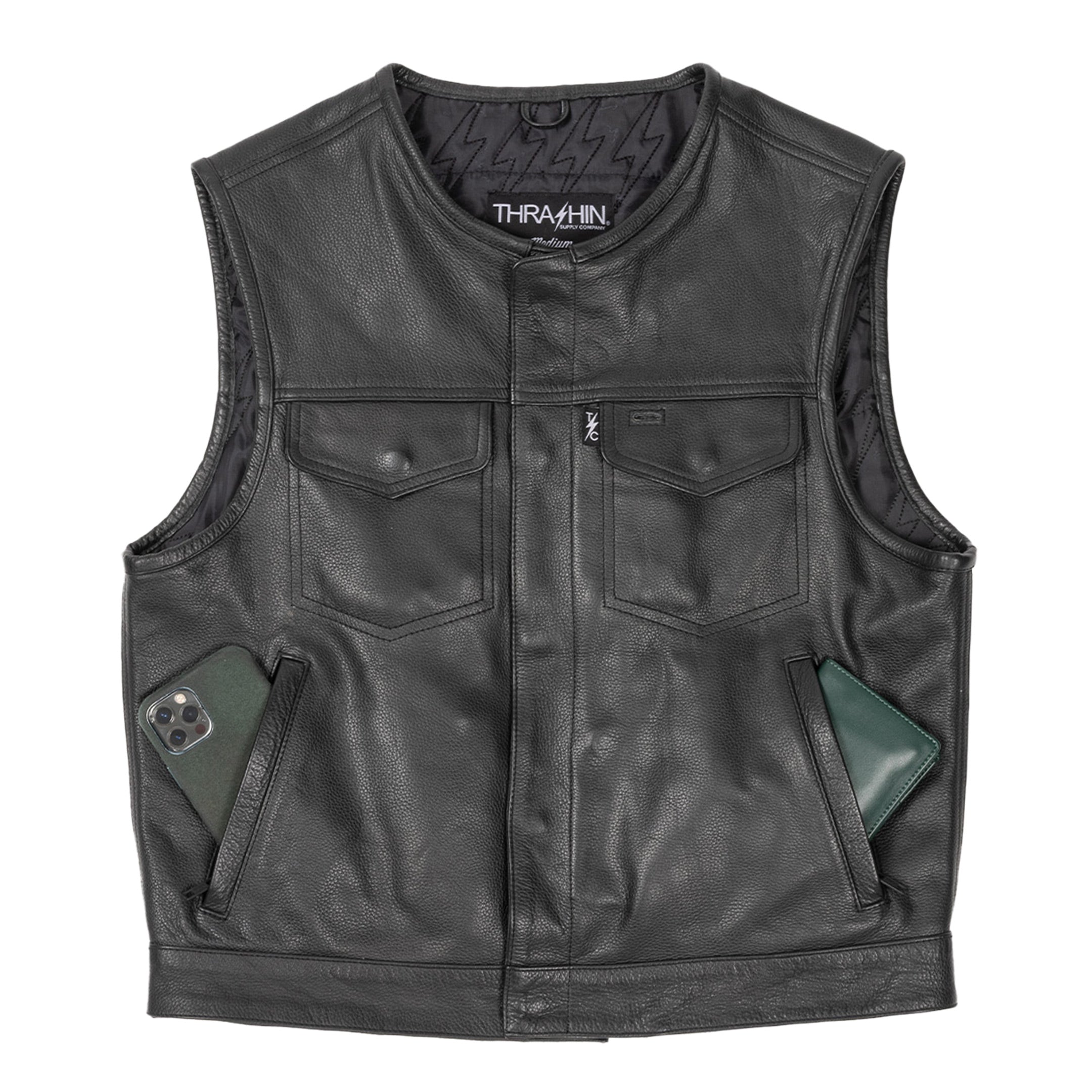 Thrashin Supply® Encinal Leather Riding Vest | Shorty