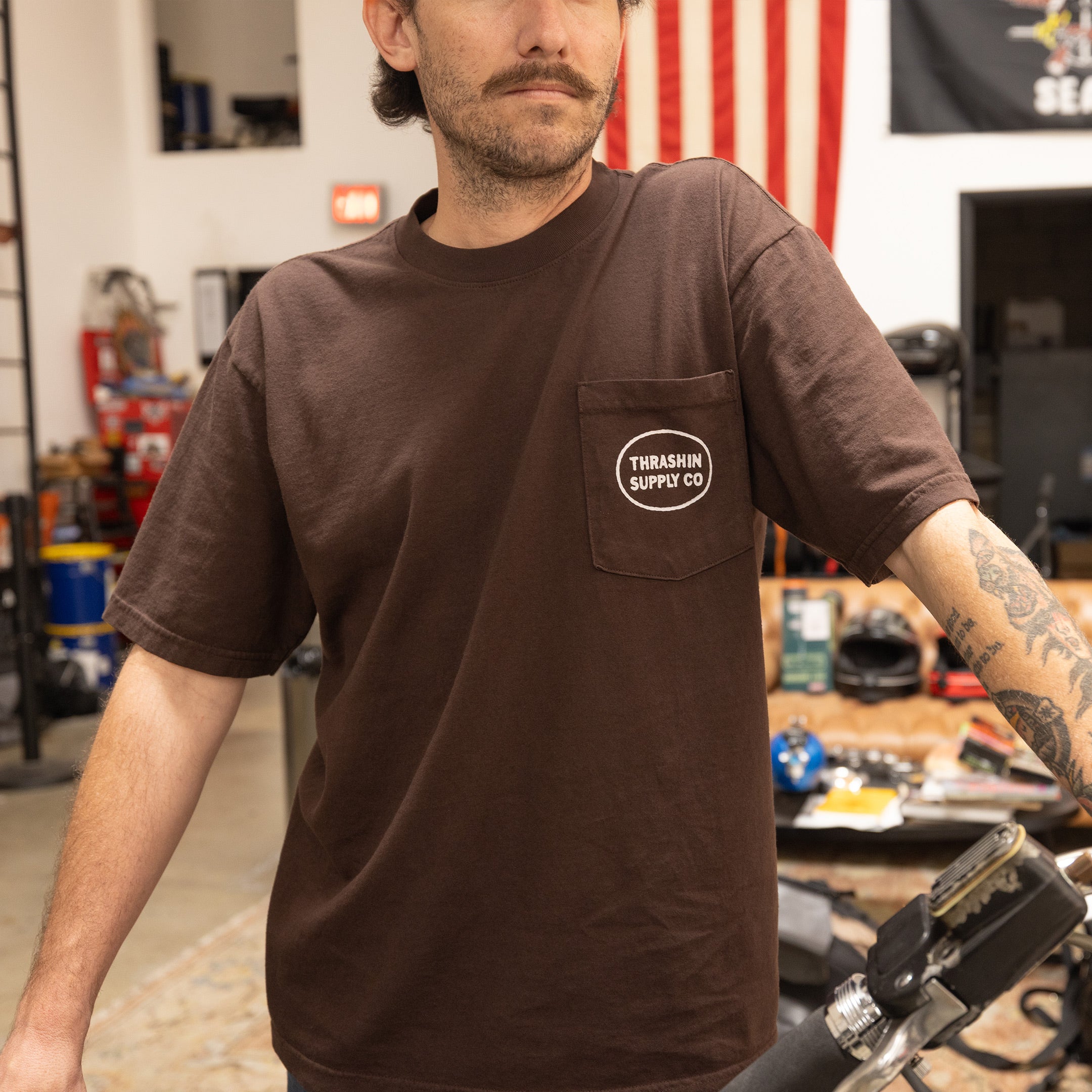 Thrashin Supply® Service - Pocket Tee - Brown