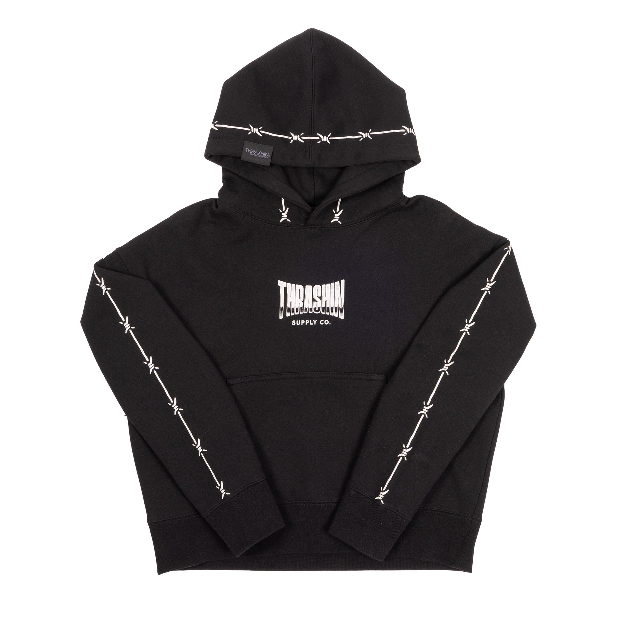 Thrashin Supply Co. Women's Wire Pull-Over Hoodie - Cropped - Black