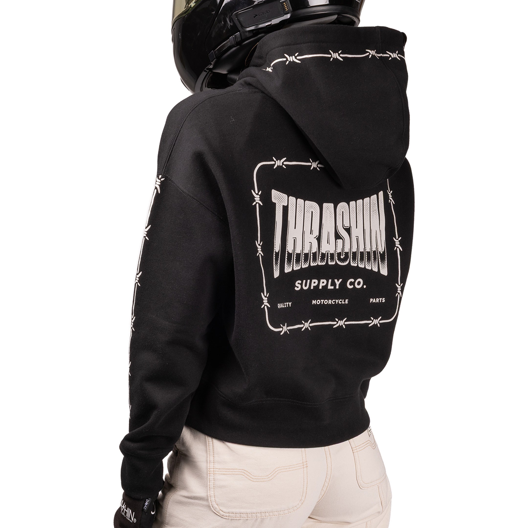 Thrashin Supply Co. Women's Wire Pull-Over Hoodie - Cropped - Black