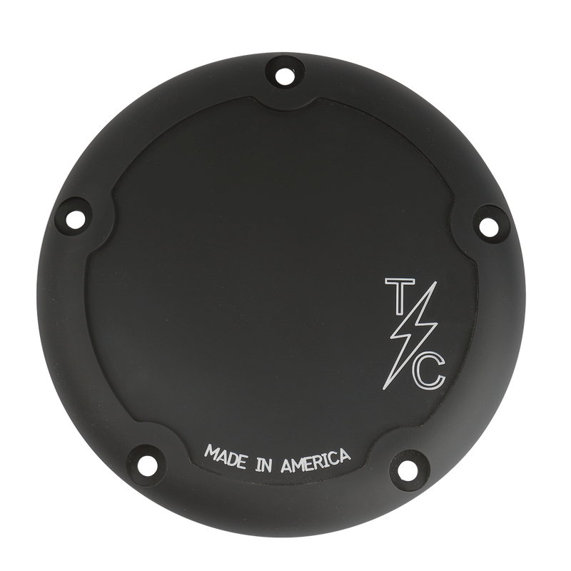 5-Hole Dished Billet Derby Cover - Black