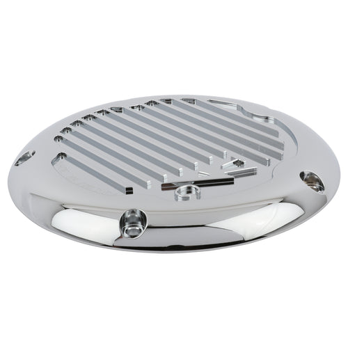 Finned 5 Hole Derby Cover - M8 Bagger (Chrome)