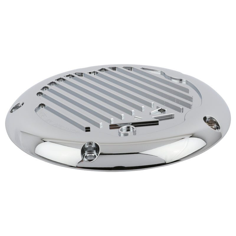 Finned 5 Hole Derby Cover - M8 Bagger (Chrome)