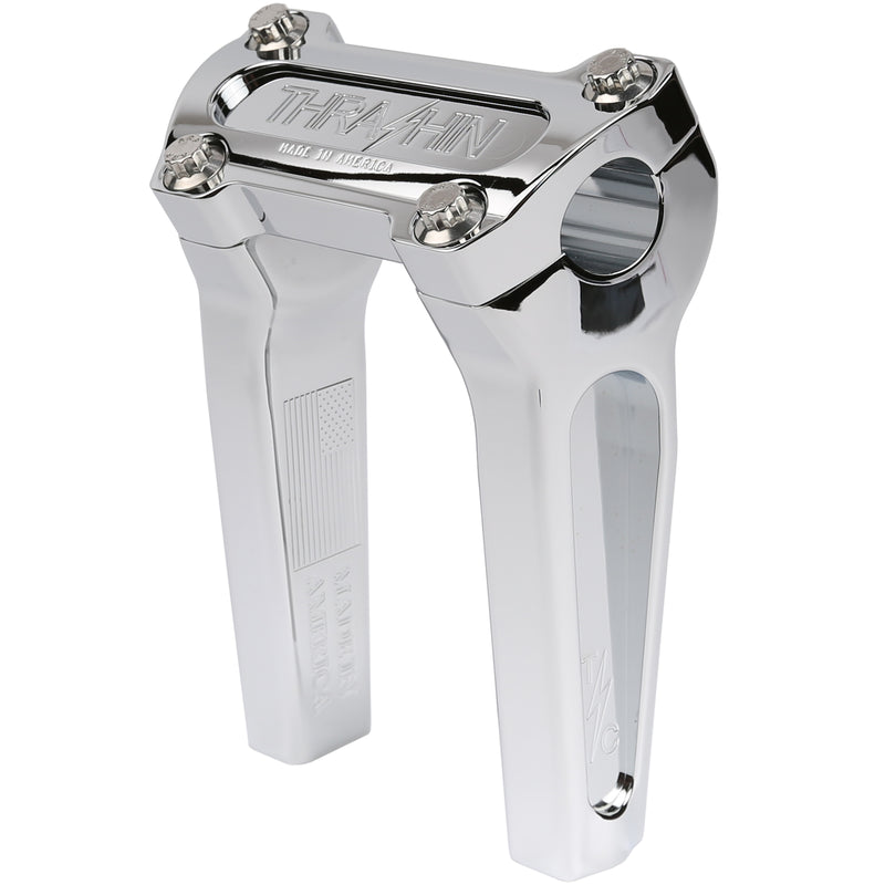 6" Straight Thrashin OG Risers - Chrome- Standard Top Clamp Fitment on Backorder
